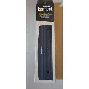 Bostitch Office 3 Hole Punch, Durable Metal,Rubber Base,‎ 12 Sheets, Black